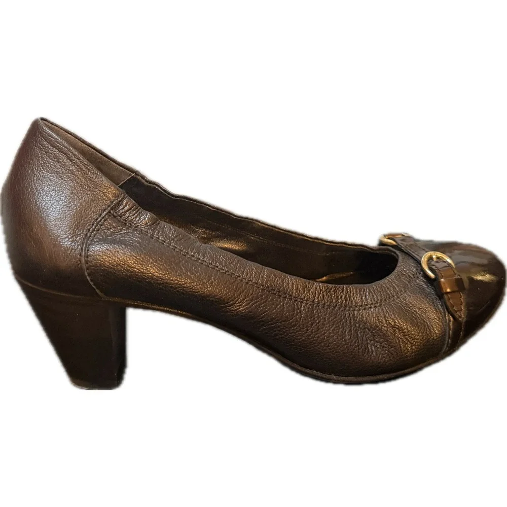 AGL Italy Leather‎ Pumps 40.5 Brown Cap Toe Buckle